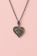 Romantic Marcasite Heart Sterling Necklace
