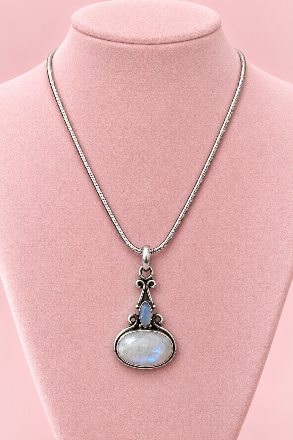 Celestial Whisper Sterling And Moonstone Drop Necklace