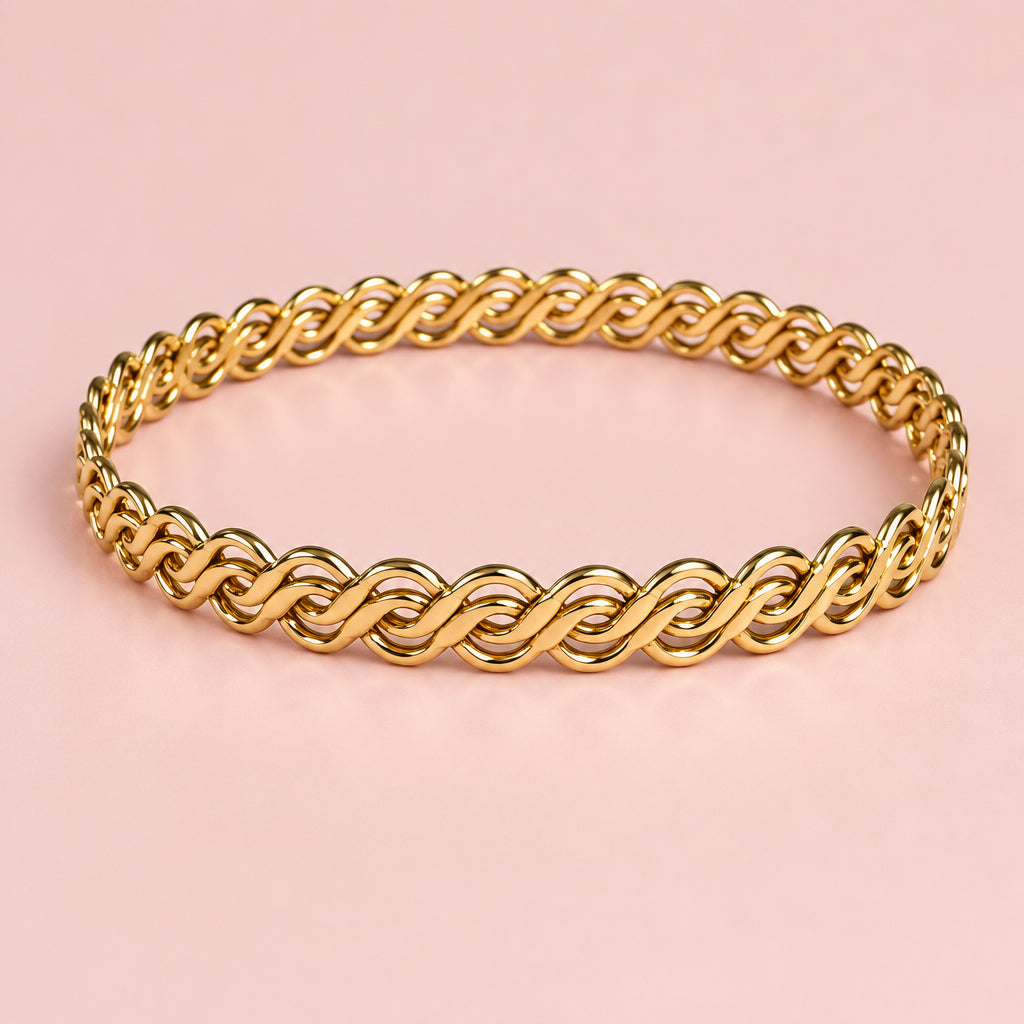 Beautifully Patterned Gold Wash Bangle