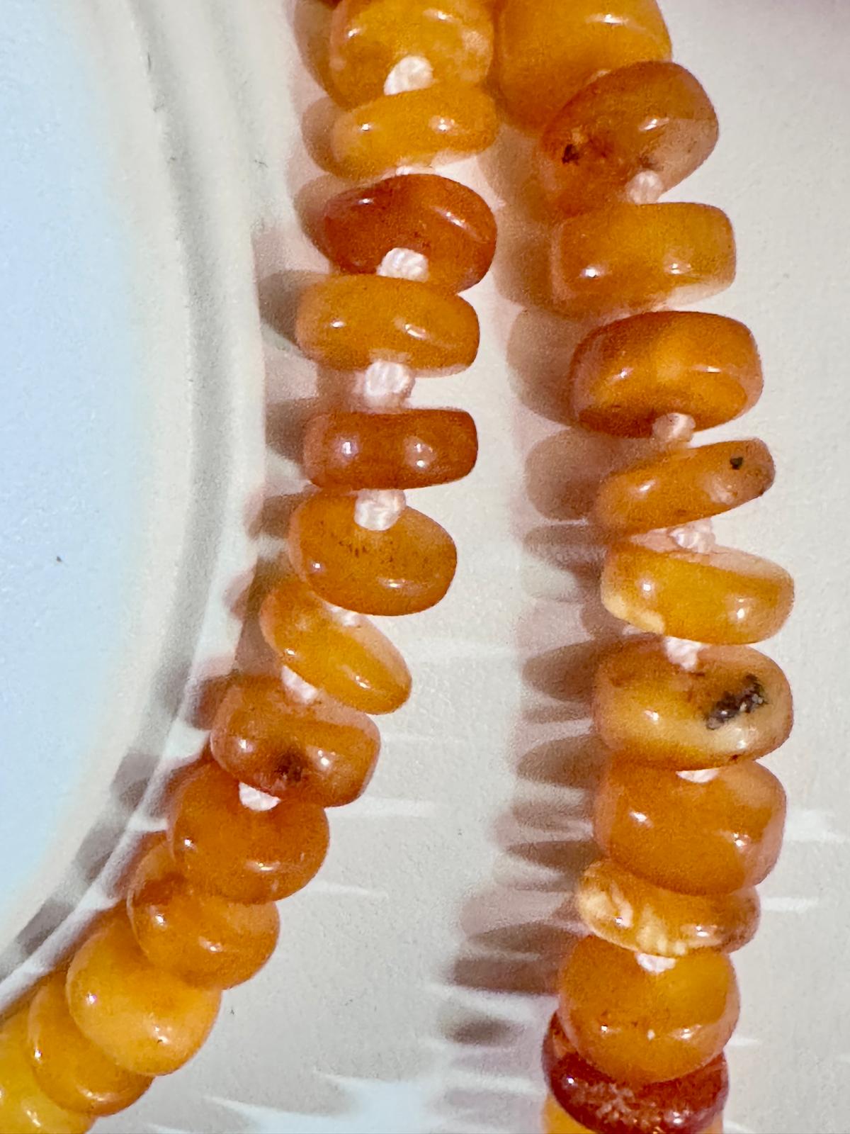 Organic And Unbelievable Beauty Genuine Authentic Amber Yolk, Butterscotch + White Carved Graduated + Polished Beaded Necklace
