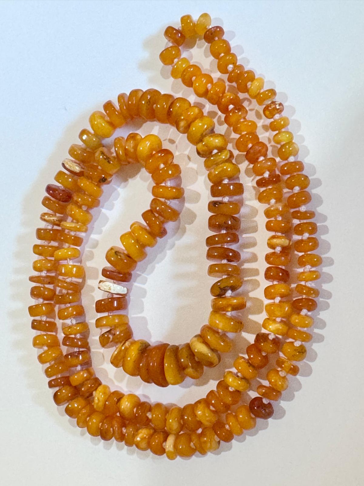 Organic And Unbelievable Beauty Genuine Authentic Amber Yolk, Butterscotch + White Carved Graduated + Polished Beaded Necklace