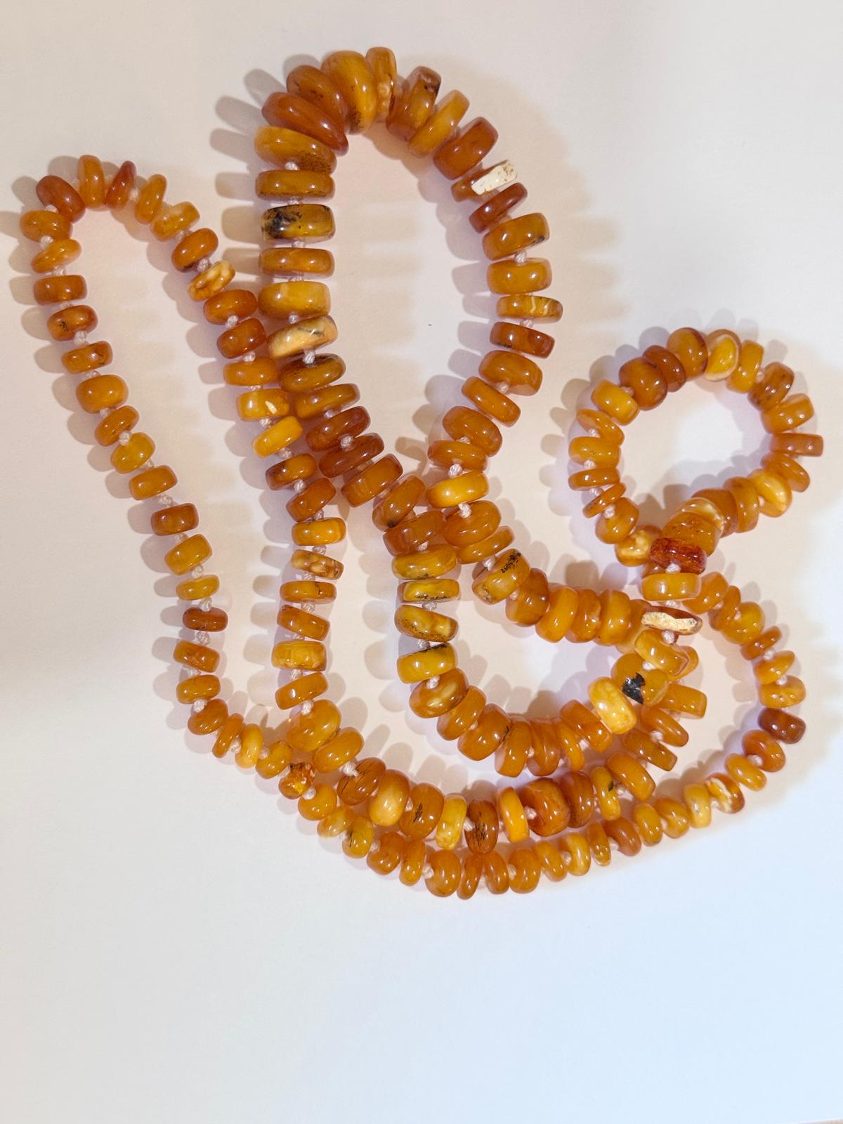 Organic And Unbelievable Beauty Genuine Authentic Amber Yolk, Butterscotch + White Carved Graduated + Polished Beaded Necklace