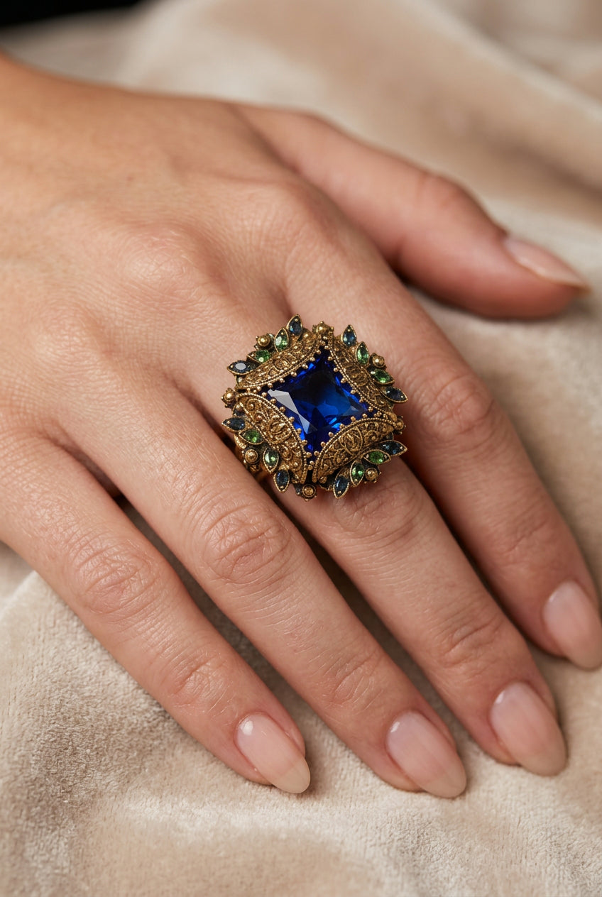 Fabulous and dramatic hallmarked Florenza Ring