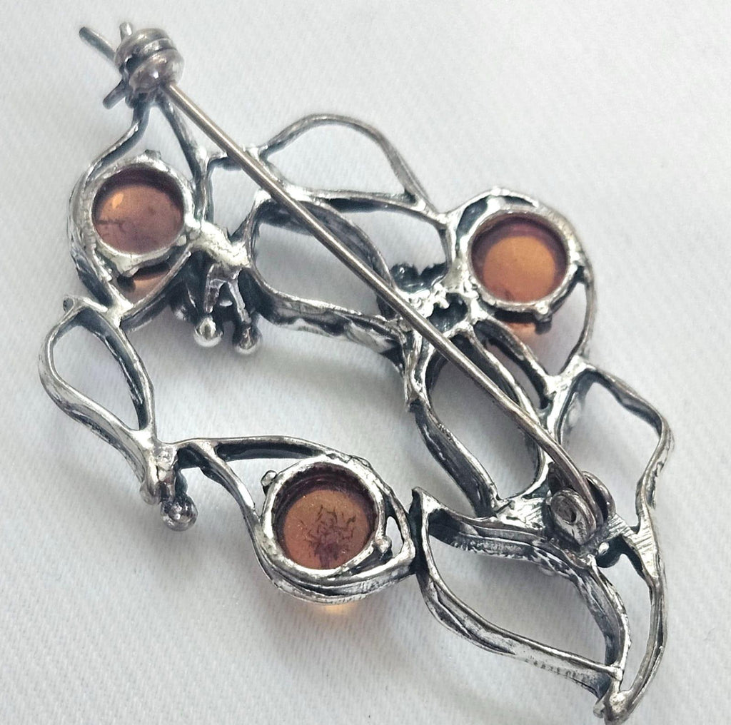 Stylish 925 Baltic Amber Brooch