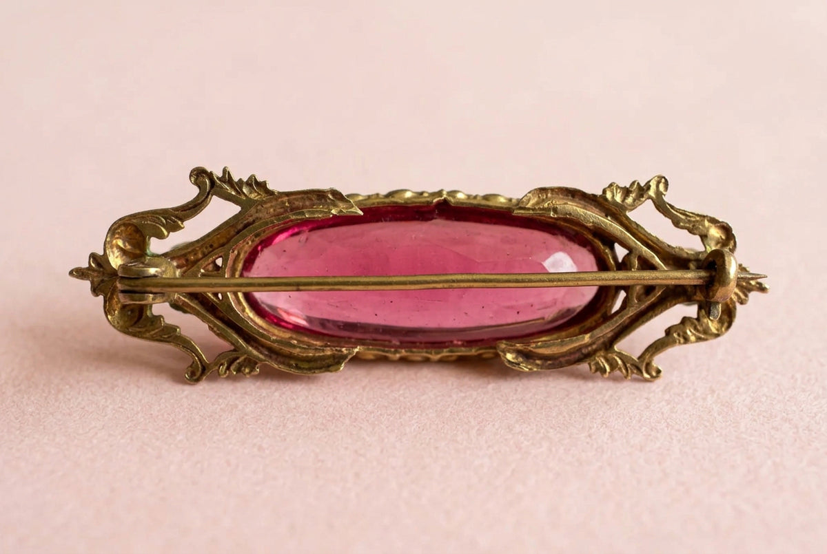 Victorian Designer pc. Pink Tourmaline Faceted Glass