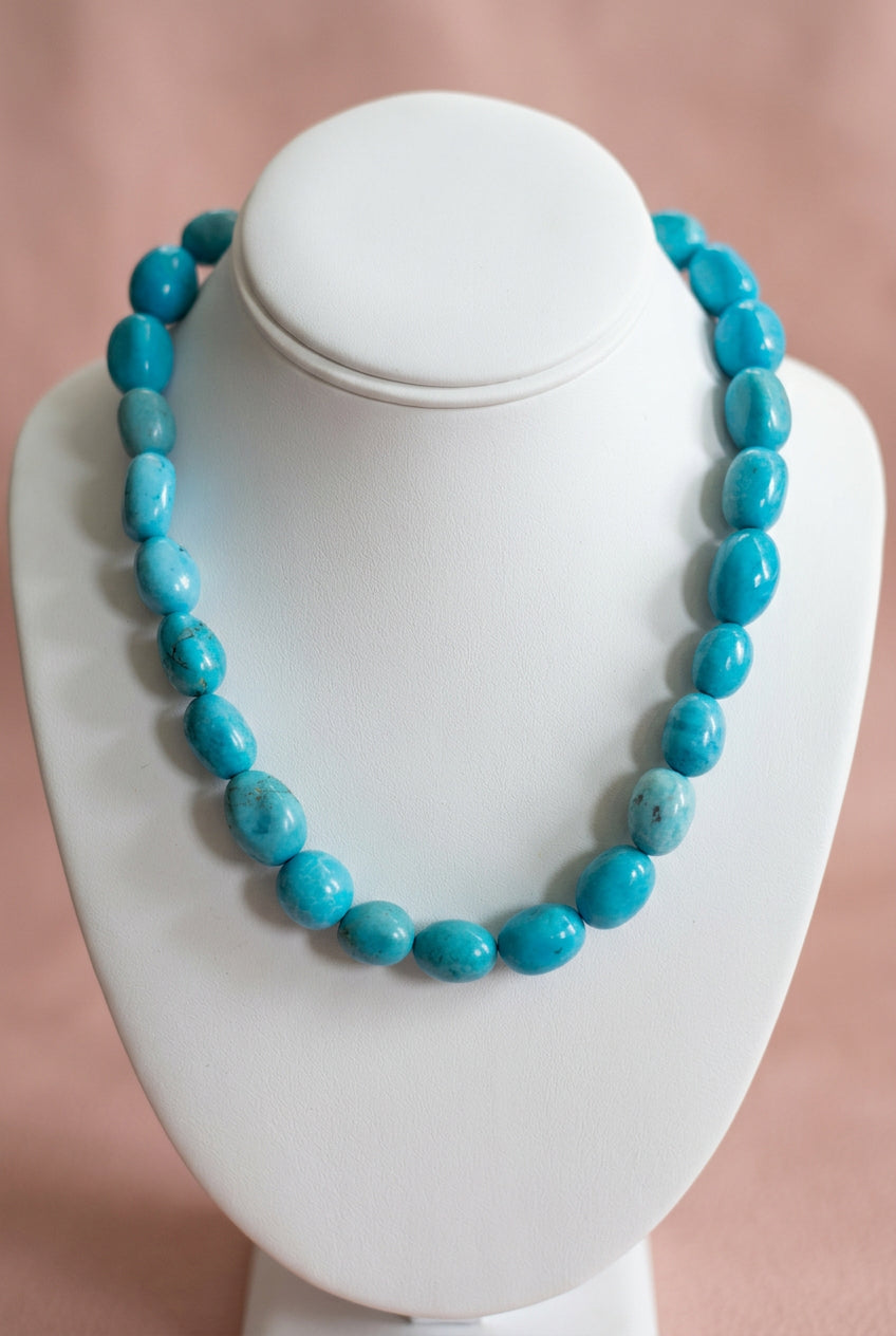 Outstanding luxury, Genuine, sleeping beauty-Robin’s egg blue turquoise choker-necklace