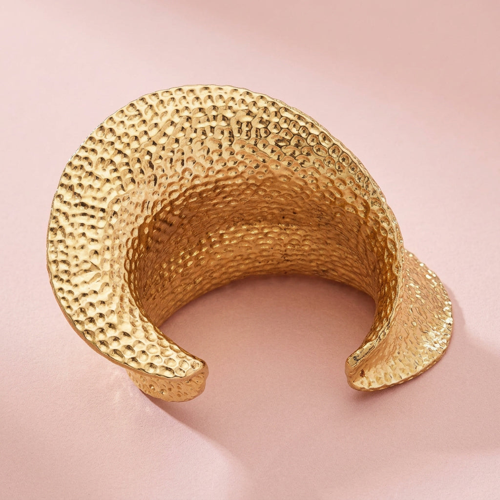 Clara Studio Inc. Bold Gold-Tone Textured Wide Statement Cuff Bracelet