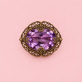 Graceful Early 1900s Amethyst Czech Glass Brooch