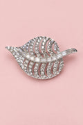 Rhodium Plate: Leaf Motif Brooch