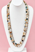 Subtle, Neutral & Elegant Agate Flapper Length Necklace