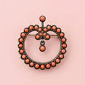 Victorian Pin With Coral Cabochons Set In Sterling