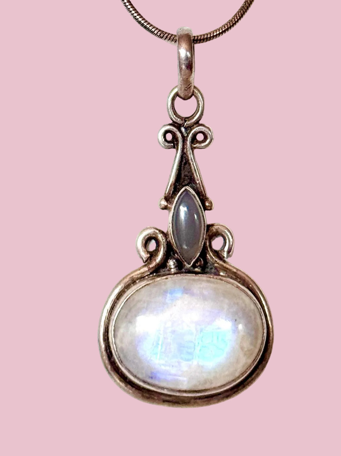 Celestial Whisper Sterling And Moonstone Drop Necklace
