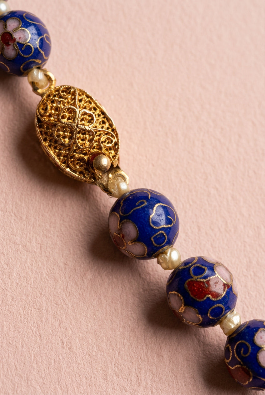Incredibly Beautiful Chinese Cloisonne Beaded Necklace