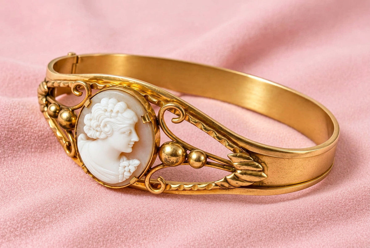 Timeless Beauty Cameo hinged Bracelet