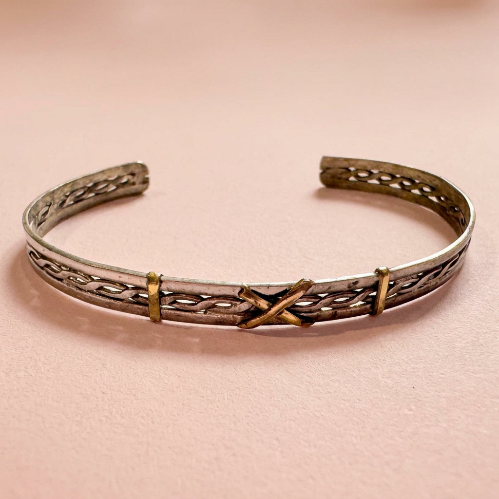 Simplistic and beautiful 14K gold & sterling cuff bracelet