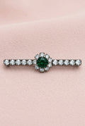 Faux Emerald Radiance & Starlight: A Romantic Mid-Century Bar Brooch