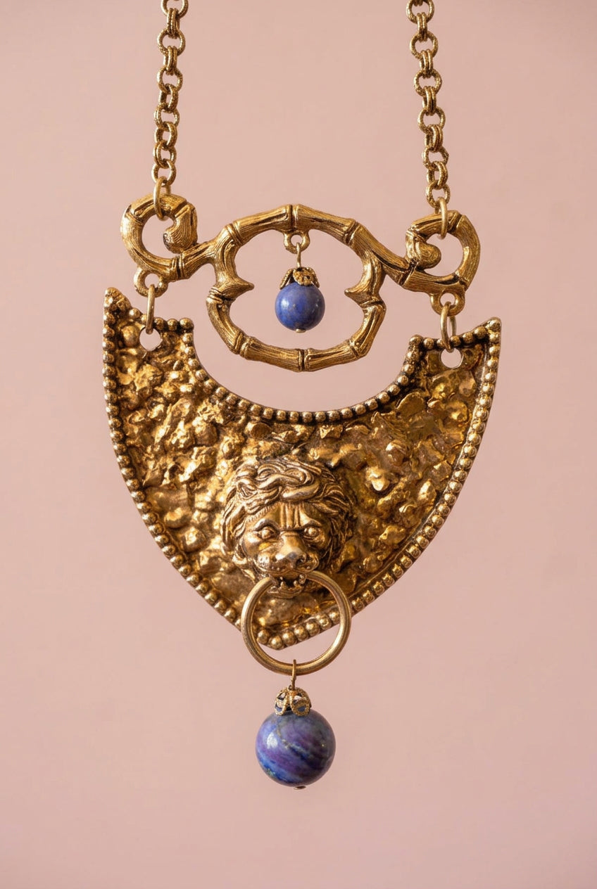 Incredible 1970's Donald Stannard Detailed Gold Tone Pendant Necklace