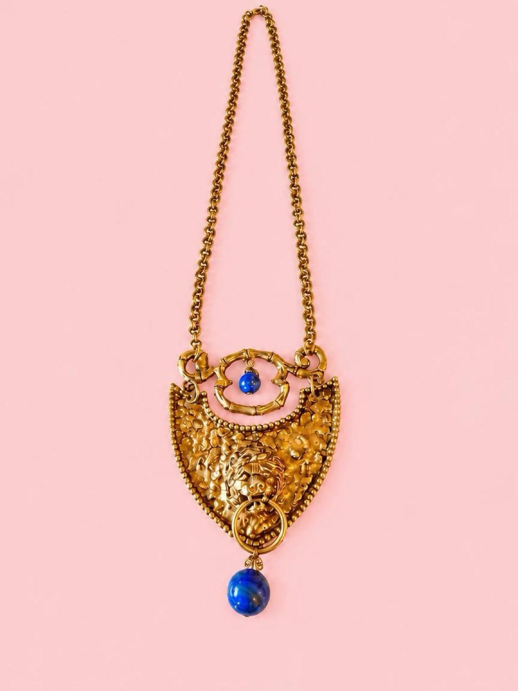Incredible 1970's Donald Stannard Detailed Gold Tone Pendant Necklace