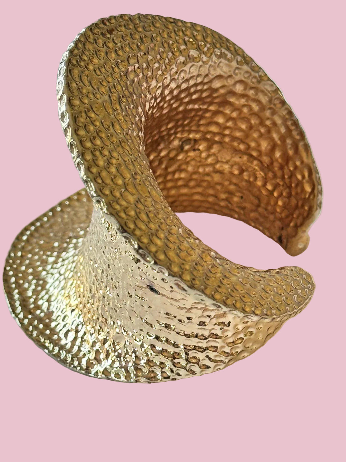 Clara Studio Inc. Bold Gold-Tone Textured Wide Statement Cuff Bracelet