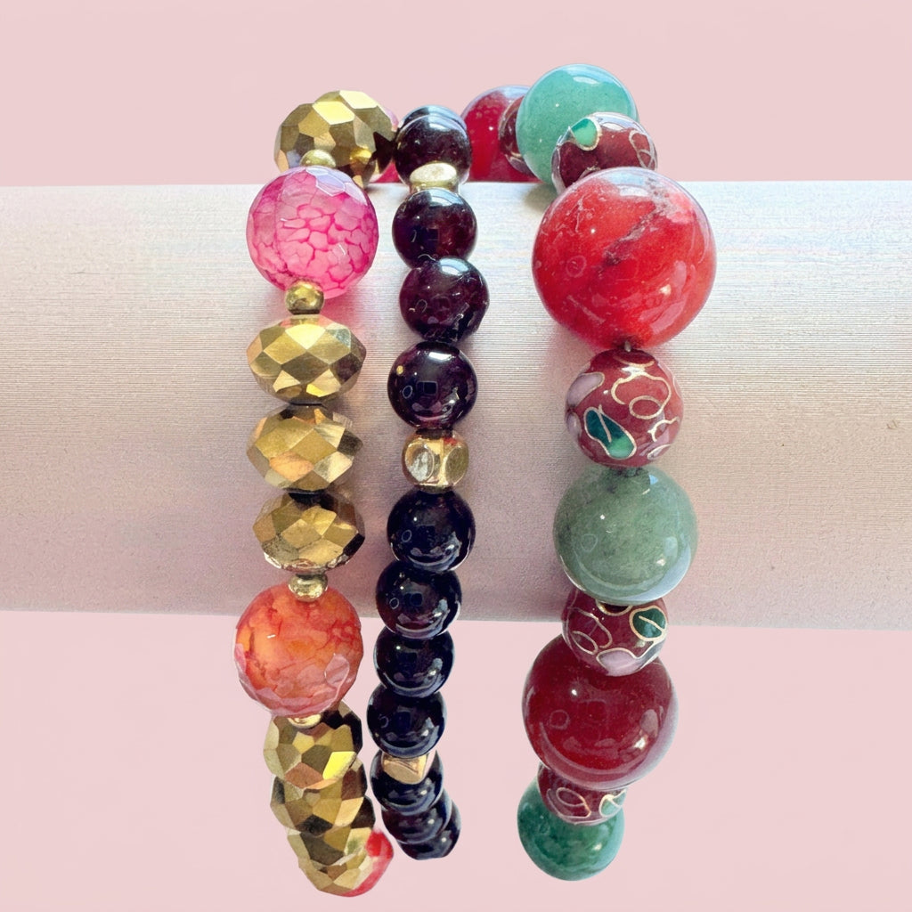 Very Posh three stranded stone bracelet