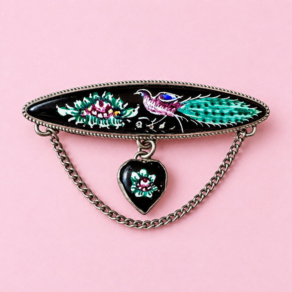 Jazz Age - Art Deco enameled Floral Motif Brooch