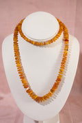 Organic And Unbelievable Beauty Genuine Authentic Amber Yolk, Butterscotch + White Carved Graduated + Polished Beaded Necklace