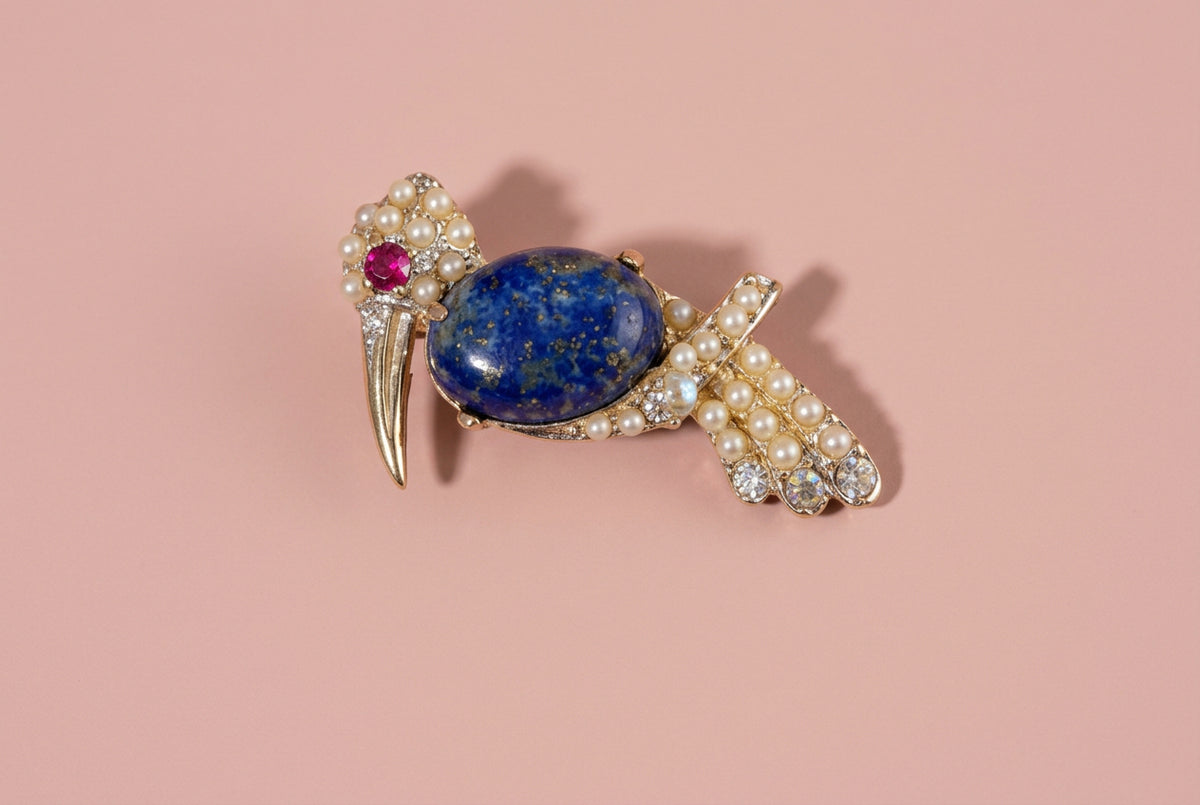Fancy Multicolored Rhinestone Woodpecker Pin