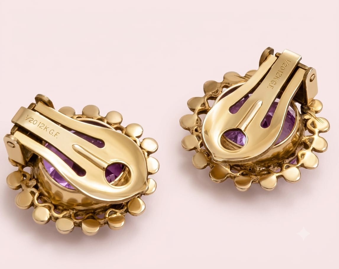 Extraordinary Vintage Faux Alexandrite Clip-on Earrings