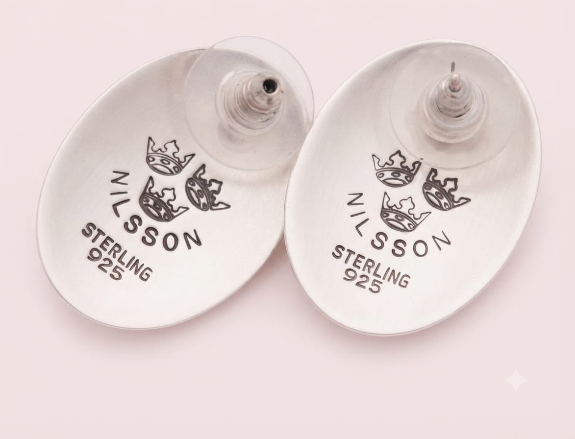 Classic Signed Nilsson Sterling Silver Post Earrings