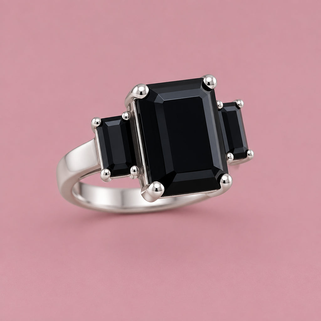Graceful Black Onyx Sterling Ring