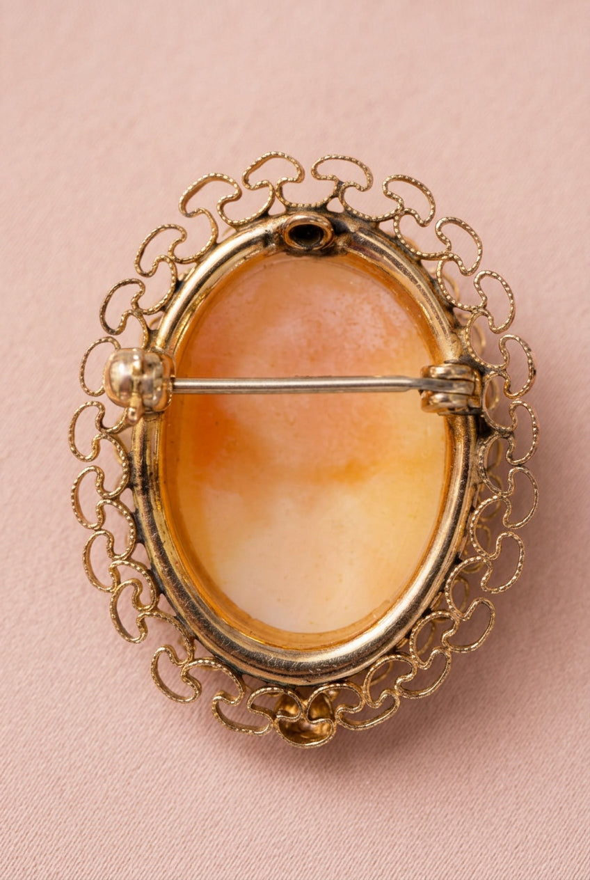Victorian Left-Profile Lineage d'Amour: Hand Carved Shell Brooch