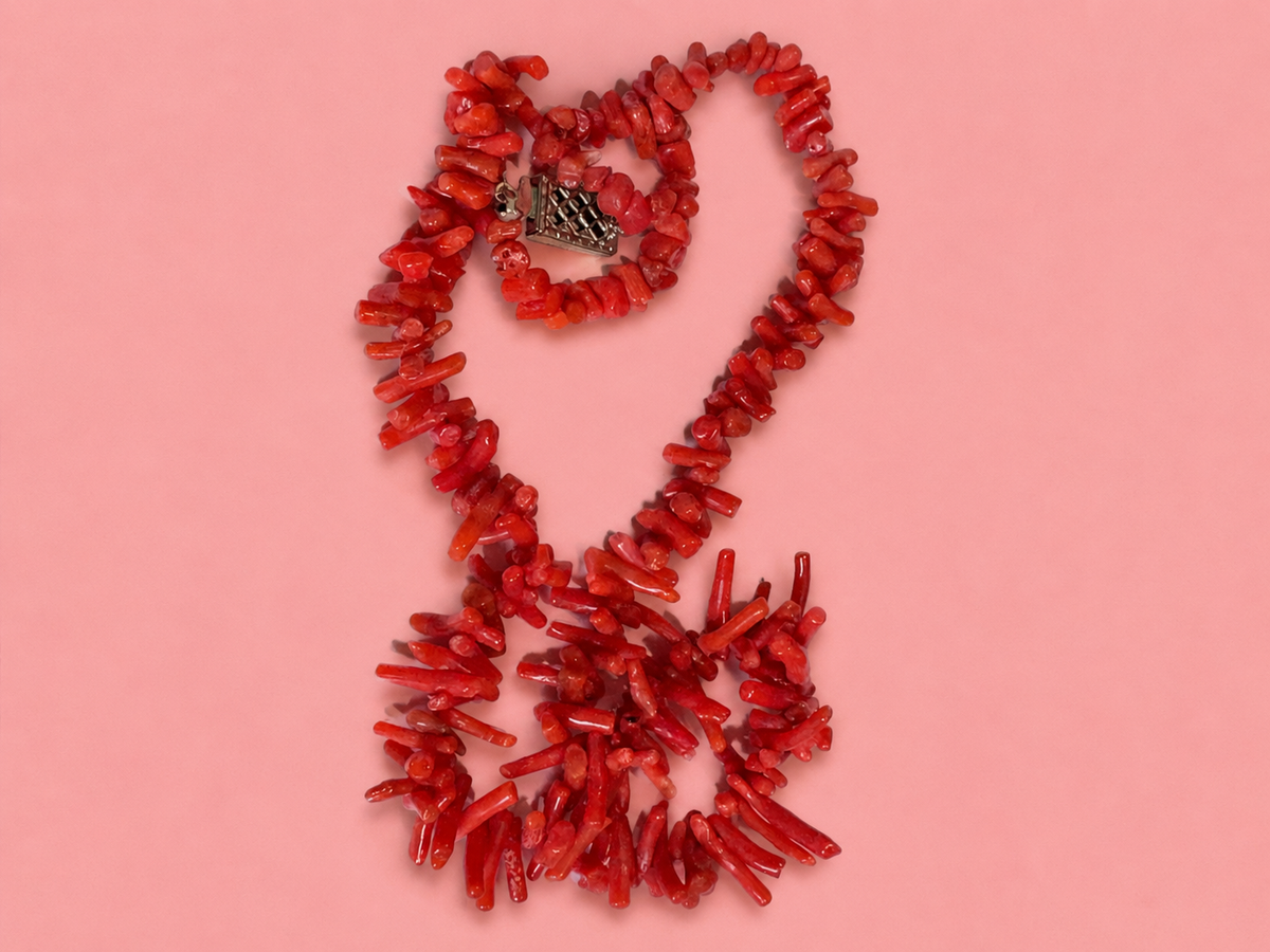 Coral Push Clasp - Silver Tone