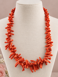 Unique, Structural, Symbolic Romantic Orange Branch Coral Necklace
