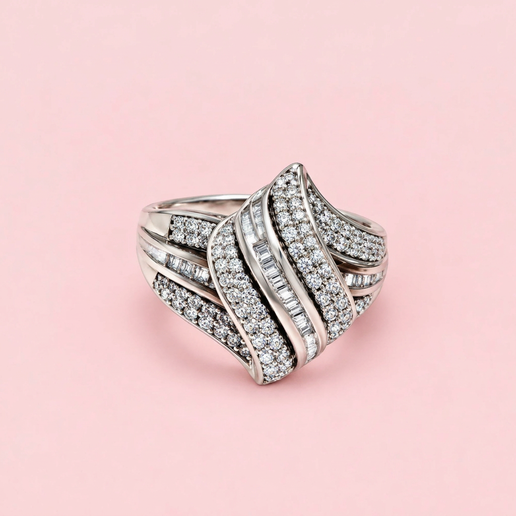 Sterling Diamond Cluster Ring
