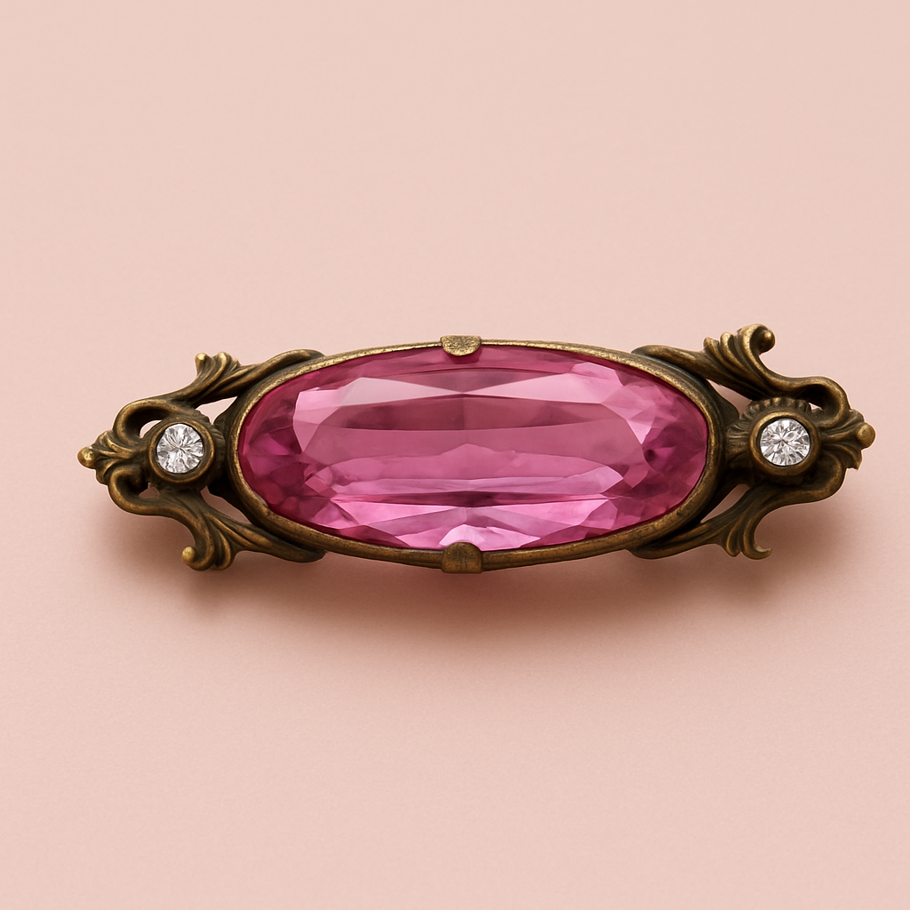 Victorian Designer pc. Pink Tourmaline Faceted Glass