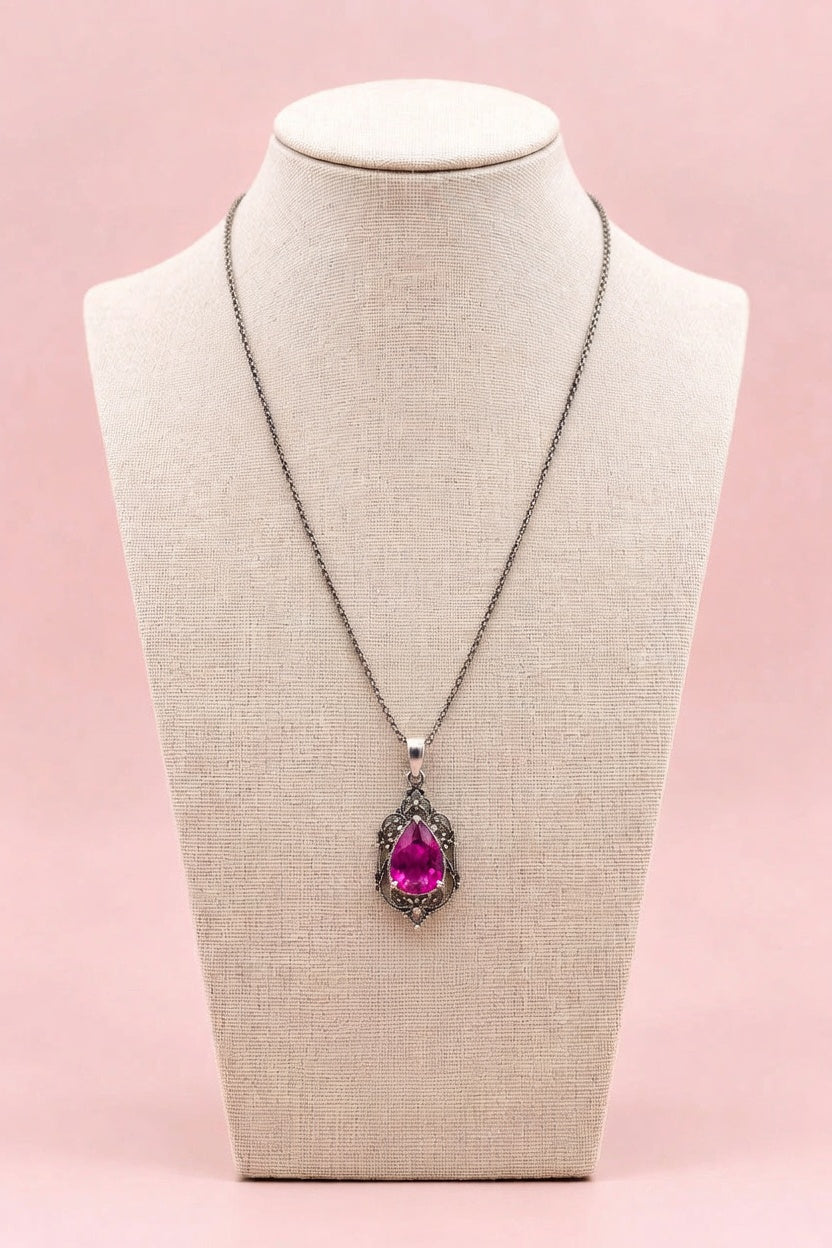 Decadent Art Deco Crystal Drop Pendant Bezel Set