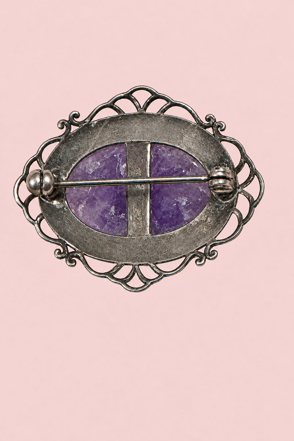 Genuine, Art Deco, Amethyst, Bezel Set In A Beautiful Delicate Sterling Framework
