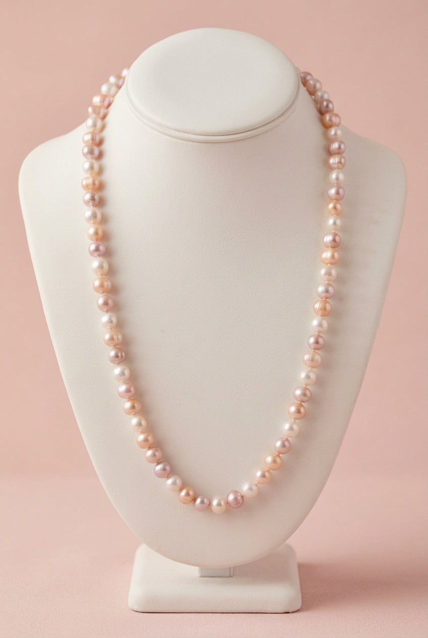 Luscious & Feminine, Pink and White Pearls With A 14k Gold Clasp