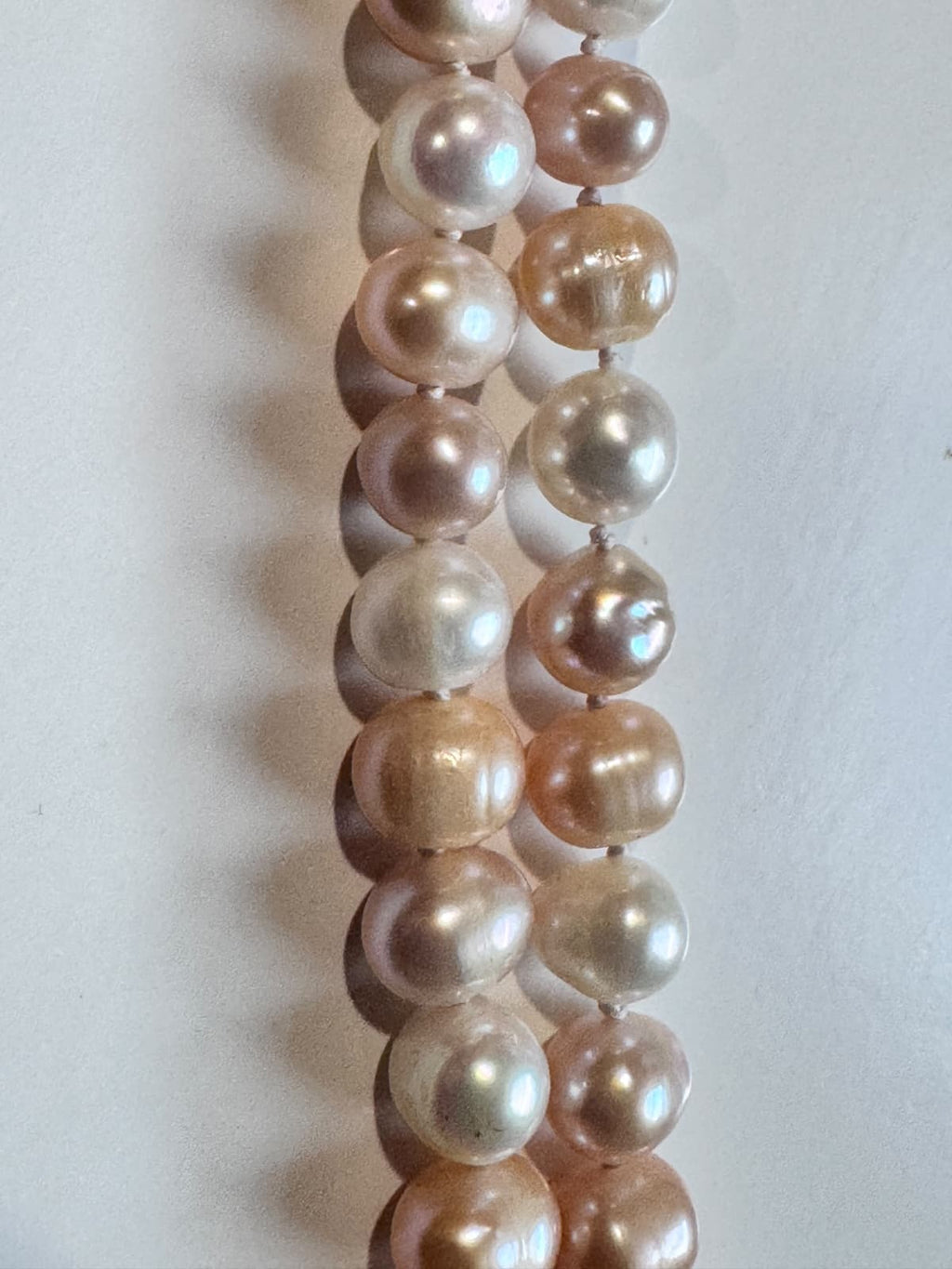 Luscious & Feminine, Pink and White Pearls With A 14k Gold Clasp