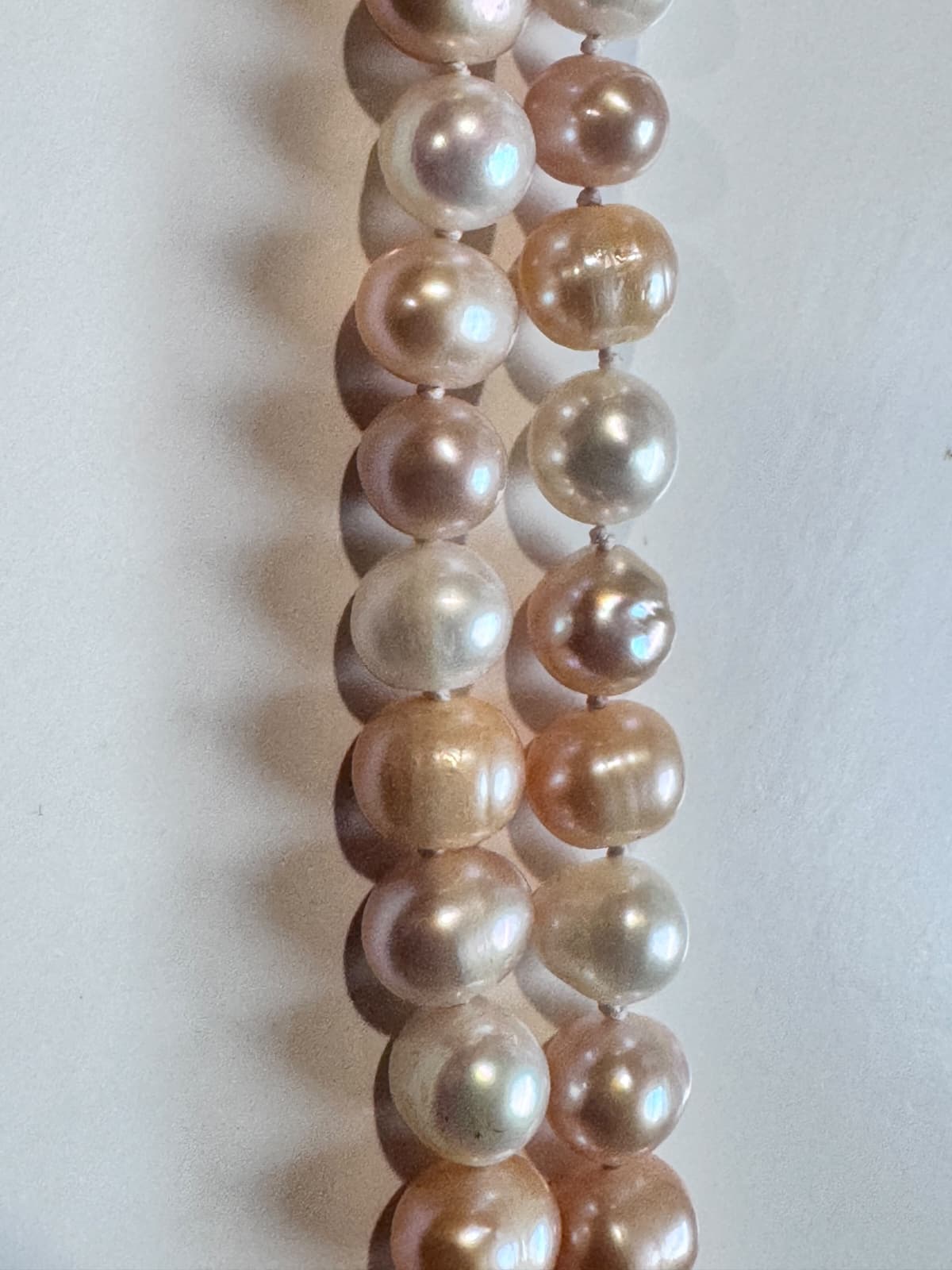 Luscious & Feminine, Pink and White Pearls With A 14k Gold Clasp